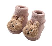 Pantoufles en peluche pour fille et garçon - Chaussons d'intérieur et d'hiver - Chaussons moelleux - Chaussettes de sol pour bébé - Antidérapantes - Pour apprendre à marcher, Rose, Medium