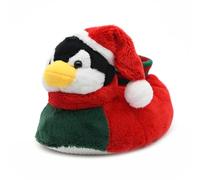 Pantoufles en peluche pour garçons et filles, avec animaux d'hiver à fourrure, élan et cerf, pour tout-petits et petits., Manchot, 25/27 EU