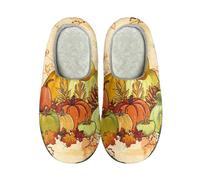 Pantoufles en peluche pour homme et femme - Motif citrouille - Halloween - Chaussons d'intérieur pour femme - Fermés à l'avant - Antidérapants - Unisexe - Pour couple d'amoureux - Pantoufles amusantes