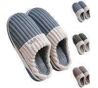 Pantoufles en peluche pour homme - Fermeture avant - Semelle souple - Chaussons en peluche douce - Chaussons confortables - Larges pieds - Chaussures de vacances, gris, 40 EU