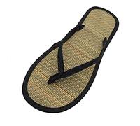 Pantoufles en rotin Femmes Plates Silent Flop Sandales Flip antidérapant Confortable Chaussons pour Femmes (Black, 39)