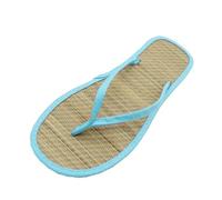 Pantoufles en rotin Femmes Plates Silent Flop Sandales Flip antidérapant Confortable Chaussons pour Femmes (Blue, 40)