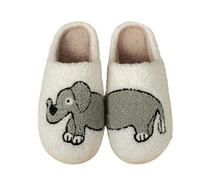 Pantoufles épaisses rembourrées avec broderie éléphant et paillettes pour femme, blanc, 39 EU