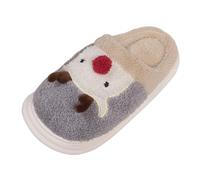 Pantoufles fantaisie pour femme en forme d'animal 3D - En peluche d'élan - Chaudes - En coton - Antidérapantes - Confortables - Pour la marche - Confortable - Pour la maison ou la chambre à coucher