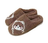 Pantoufles Femme Chaussons De Maison D'intérieur en Coton Chaudes De Polaire Confortables Chauds Mémoire De Forme Pantoufles en Peluche Chambre À Coucher Automne Et Hiver (Coffee-E, 42)