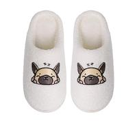 Pantoufles Femme Chaussons De Maison D'intérieur en Coton Chaudes De Polaire Confortables Chauds Polaire Mémoire De Forme Pantoufles Chambre À Coucher Automne Et Hiver (White-C, 42)