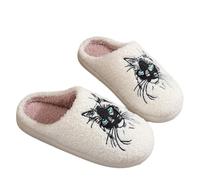 Pantoufles Femme Chaussons Maison Brodés Chat Mignons Pantoufles Peluche Chauds D'intérieur Mémoire De Forme Antidérapant Chaussons Polaire Automne Et Hiver (Blue, 44)