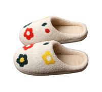 Pantoufles Femme Mignons Chauds Polaire Antidérapants Chaussons De Maison en Peluche Mémoire De Forme pour L'intérieur Chambre À Coucher Automne Et Hiver (White, 36)