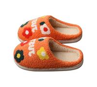 Pantoufles Femme Mignons Chauds Polaire Antidérapants Chaussons De Maison en Peluche Mémoire De Forme pour L'intérieur Chambre À Coucher Automne Et Hiver (Orange, 42)