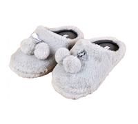 Pantoufles Femme - OZABI - Confort Supérieur - Motifs Variés - Gris Etincelle Pompon 36/38