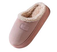 Pantoufles fermées pour femme - Pantoufles d'hiver à plateforme, Rose, 38