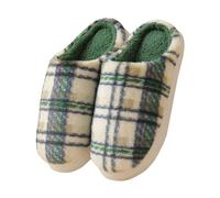 Pantoufles fermées pour femme - Pantoufles d'hiver à plateforme, Vert noir