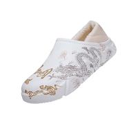 Pantoufles fermées pour homme et femme - Antidérapantes - Style chinois - Confortables - Doublure chaude - Chaussures de loisirs - Pour l'intérieur et l'extérieur, Blanc., 42 EU