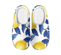 Pantoufles Feuilles Bleues Générique Pantoufles Hommes Chausson Femme Hiver Accueil,Confortable En Peluche Chaude Chaussures, Antidérapant Et Léger,Pour L'Intérieur Et L'Extérieur