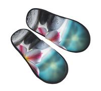 Pantoufles Fleur Tropicale Et Pierre Zen Épais Pantoufles En Coton Anti Odeur Chaussons Pour Outdoor Unisex Hôtels M