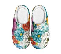 Pantoufles Fleurs Bleues Et Blanches Générique Pantoufles Hommes Chausson Femme Hiver Accueil,Confortable En Peluche Chaude Chaussures, Antidérapant Et Léger,Pour L'Intérieur Et L'Extérieur