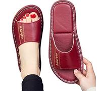 Pantoufles Grace Slide pour Femmes, Pantoufles d'intérieur, Chaussures à Bout Ouvert, Pantoufles en Cuir de Vache véritable, Sandales antidérapantes, Chaussures de Chambre à Coucher (Couleur :