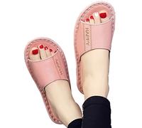 Pantoufles Grace Slide pour Femmes, Pantoufles d'intérieur, Chaussures à Bout Ouvert, Pantoufles en Cuir de Vache véritable, Sandales antidérapantes, Chaussures de Chambre à Coucher (Couleur :