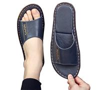 Pantoufles Grace Slide pour Femmes, Pantoufles d'intérieur, Chaussures à Bout Ouvert, Pantoufles en Cuir de Vache véritable, Sandales antidérapantes, Chaussures de Chambre à Coucher (Couleur :