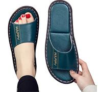 Pantoufles Grace Slide pour Femmes, Pantoufles d'intérieur, Chaussures à Bout Ouvert, Pantoufles en Cuir de Vache véritable, Sandales antidérapantes, Chaussures de Chambre à Coucher (Couleur :