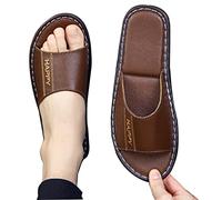 Pantoufles Grace Slide pour Femmes, Pantoufles d'intérieur, Chaussures à Bout Ouvert, Pantoufles en Cuir de Vache véritable, Sandales antidérapantes, Chaussures de Chambre à Coucher (Couleur :