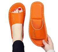 Pantoufles Grace Slide pour Femmes, Pantoufles d'intérieur, Chaussures à Bout Ouvert, Pantoufles en Cuir de Vache véritable, Sandales antidérapantes, Chaussures de Chambre à Coucher (Couleur :