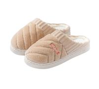 Pantoufles Homme Et Femme Chaussons Polaire Maison Intérieur Chauds Mémoire De Forme Douces Confortables Pantoufles Couples en Peluche Automne Et Hiver (Khaki, 40)