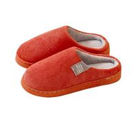 Pantoufles Homme Femme Chaussons De Maison Unisexes Velours Peluche Chauds Pantoufles Intérieur Mémoire De Forme Antidérapantes Confortables Automne Hiver (Brick Red, 38)