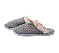 Pantoufles Homme Premium - OZABI - MU7130 Velours Carreau - Gris - Confortables et Antidérapantes 42