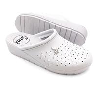 Chaussons sanitaires anatomiques pour femmes, chaussons en cuir véritable, chaussures orthopédiques, chaussures antidérapantes fabriquées en Italie, Blanc, 41 EU