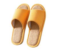 Pantoufles japonaises en lin de couleur unie pour femme été intérieur hommes et femmes non saisonniers couple coton lin pantoufles bout ouvert pantoufles spa pantoufle, Orange, 39.5 EU