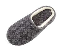 Pantoufles japonaises silencieuses pour homme et femme - Tissage jacquard - En mousse à mémoire de forme - Lavables - Avec doublure confortable en fausse fourrure, Noir , 7.5-8