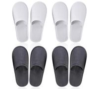 Pantoufles Jetables, 4 Paires Chaussons Invités, Chaussons en Tissu non Tissé, Antidérapants, Unisexe, Taille Universelle, pour Hôtels et Spa, Gris+Blanc