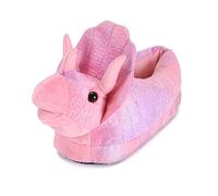 Pantoufles JK Tricératops, Koala, Dinosaure, pour adultes ou enfants, Tissu, Tricératops roses., Taille L