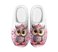 Pantoufles La Chouette Grise Générique Pantoufles Hommes Chausson Femme Hiver Accueil,Confortable En Peluche Chaude Chaussures, Antidérapant Et Léger,Pour L'Intérieur Et L'Extérieur