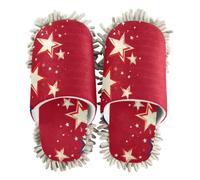 Pantoufles lavables en microfibre pour nettoyer les cheveux, Stars Red 4 juillet, Large