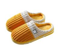 Pantoufles légères et douces en coton doux pour la peau pour femme printemps et hiver ménage intérieur antidérapant chaud couture peluche simple chaussons faux pantoufles pour femme, jaune, 37.5 EU