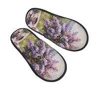 Pantoufles Lilas Théière Peinture Scénique pour Femme Homme Pantoufles Chaudes pour Femme Pantoufles Maison Chambre Pantoufles Pantoufles Pantoufles Peluche Hiver Maison Chaussures d'intérieur