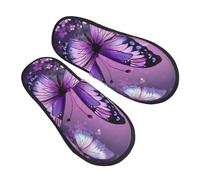 Pantoufles Magnifique Art De Papillon Violet Doux Chaussons Maison Lavables Pantoufles En Coton Pour Automne Unisex Chambre L