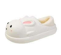 Pantoufles mignonnes en coton pour femme avec fond épais en velours 91/2 10, blanc, 37 EU