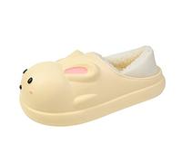 Pantoufles mignonnes en coton pour femme avec fond épais en velours 91/2 10, jaune, 39 EU