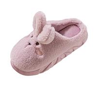 Pantoufles mignonnes en forme de lapin pour femme - Antidérapantes - Pour l'hiver - Joli lapin - Confortables - Pour la maison - Doux - Motif dessin animé, violet, 37 1/3 EU