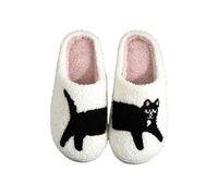 Pantoufles mignonnes pour chat pour femmes et hommes en hiver, pantoufles mignonnes en forme de blaireau en mousse à mémoire de forme, pantoufles en peluche chaude pour l'hiver, Noir2, 42