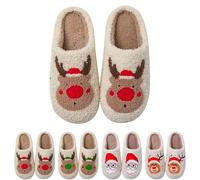 Pantoufles moelleuses en mousse à mémoire de forme pour femme - Pantoufles de Noël pour femme - Pantoufles confortables en peluche à enfiler - Chaussures décontractées pour l'intérieur et l'extérieur