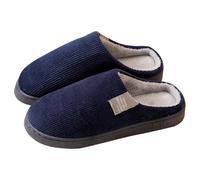 Pantoufles moelleuses pour femme et homme - En mousse à mémoire de forme - En peluche - Pour l'hiver - Bout fermé - Confortables - Antidérapantes - Légères - Pour l'intérieur, Marine, 40 EU