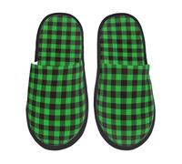 Pantoufles Motif à carreaux Buffalo vert et noir Respirant Chaussons Femme élégant Chaud Pantoufles Maison Femme Adulte M