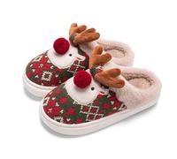 Pantoufles Noël Femmes Hommes Père Noël Chausson Peluche Chaussons à Fond épais Antidérapants Doublure en Fausse Fourrure Automne Hiver Chauds Chaussons en Peluche Doux Intérieur et extérieur