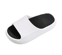 Pantoufles nuages bicolores décontractées à bout ouvert pour homme et femme - Sandales texturées pour la marche intérieure et extérieure, blanc, 40.5 EU