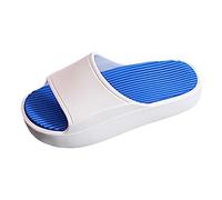 Pantoufles nuages bicolores décontractées à bout ouvert pour homme et femme - Sandales texturées pour la marche intérieure et extérieure, bleu, 39.5 EU