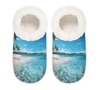 Pantoufles Ocean Beach Palm Tree House pour homme et femme - En mousse à mémoire de forme - Confortables et antidérapantes, multicolore, 37.5/38.5 EU